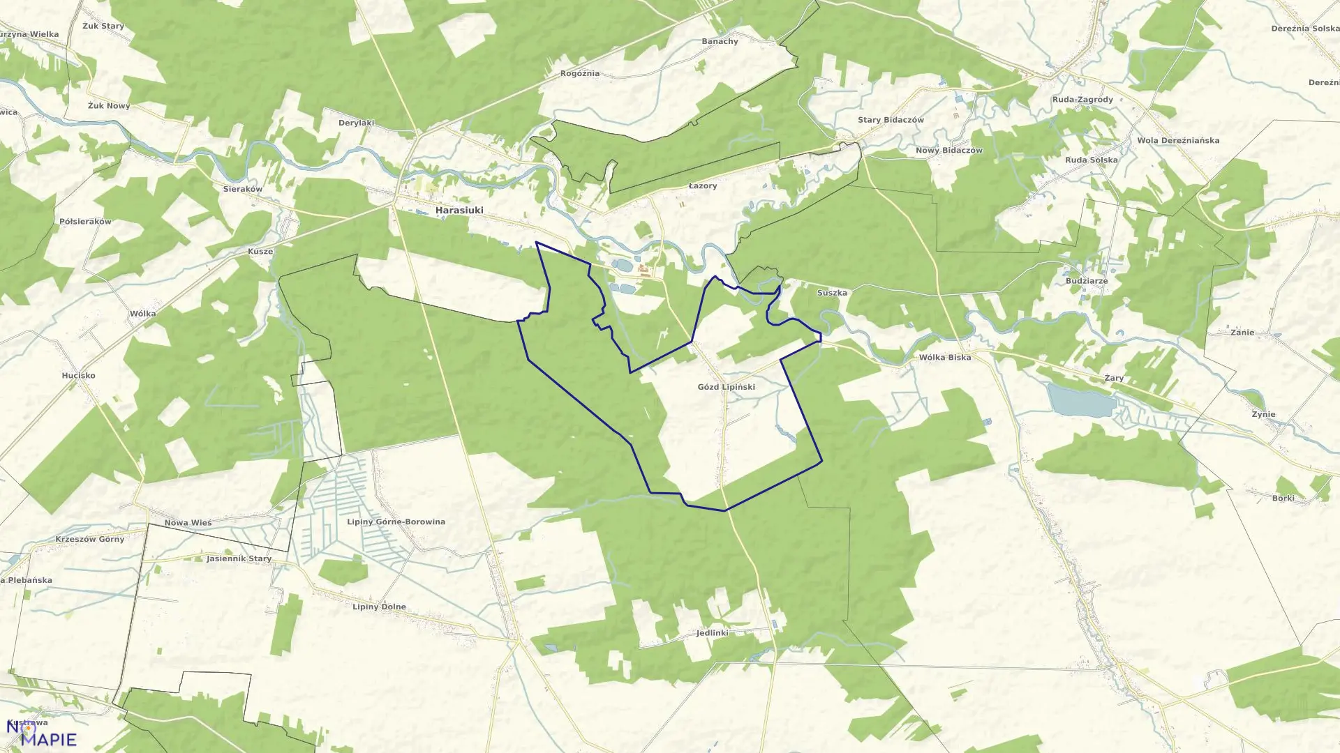 Mapa obrębu GÓZD LIPIŃSKI w gminie Biszcza